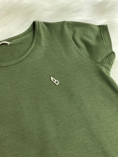 Blusa Infantil Menina em Cotton Verde Militar e Rosa Claro - comprar online