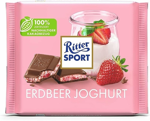 Chocolate Ritter Sport con Leche relleno de Yogurt de Frutilla x 100g