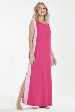Vestido Longo Bicolor Hot Pink (308.01)