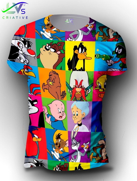 Camisa Camiseta Looney Tunes Turma Estampa Total LT6