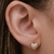 Kit 3 produtos Ear Hook e brincos de coração cravejado com micro zircônias na cor cristal folheado em Ouro 18k - Anastásia Joias