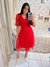 Vestido godê mide em tule vermelho Myla moda evangélica