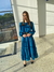 Vestido mide em crepe versátil azul petróleo Andréia moda evangélica