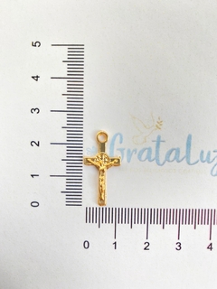 Crucifixo São Bento tamanho mini (terço de pulso, mini terço) - Dourado