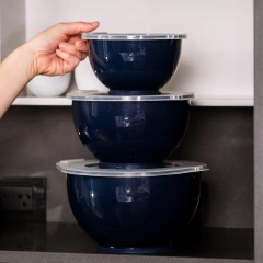 Set de 3 bowls con tapa color azul - Isabel Vermal