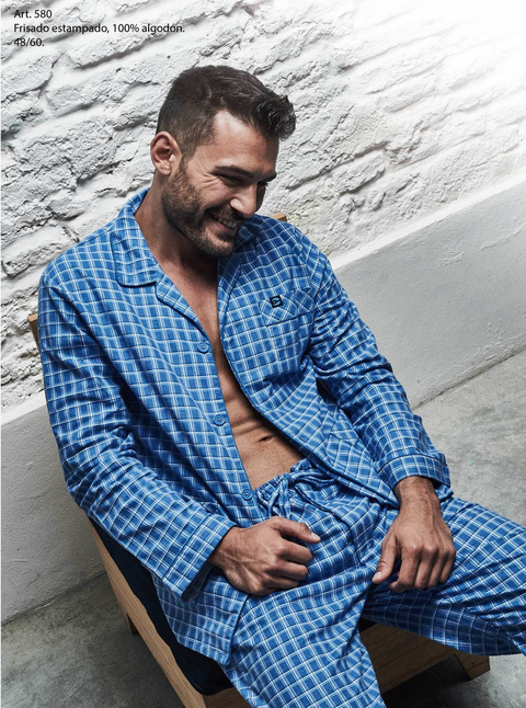 fusible Mortal Remolque Pijama de hombre 100% algodón frizado