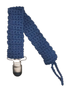 Porta Chupete Hebilla Tirador de crochet azul indigo