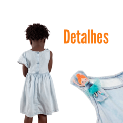 Vestido Infantil Feminino Jeans Bailarina - Marca Alphabeto - Detalhes