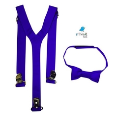 Kit suspensório + gravata borboleta - Azul Royal