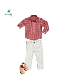Camisa Augusto - xadrez pequeno vermelho - Atithude Kids