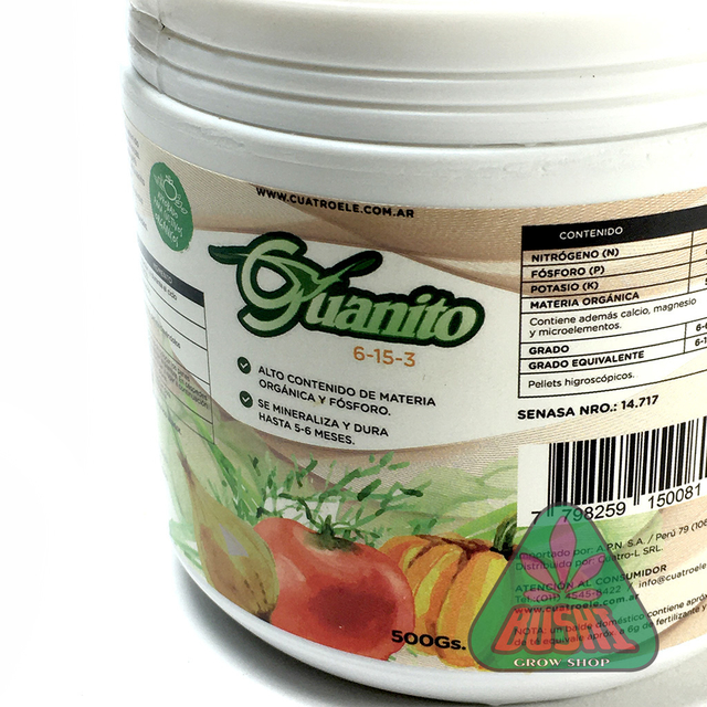 Fertilizante Orgánico Guanito 500g Npk 6-15-3 Abono Cultivo