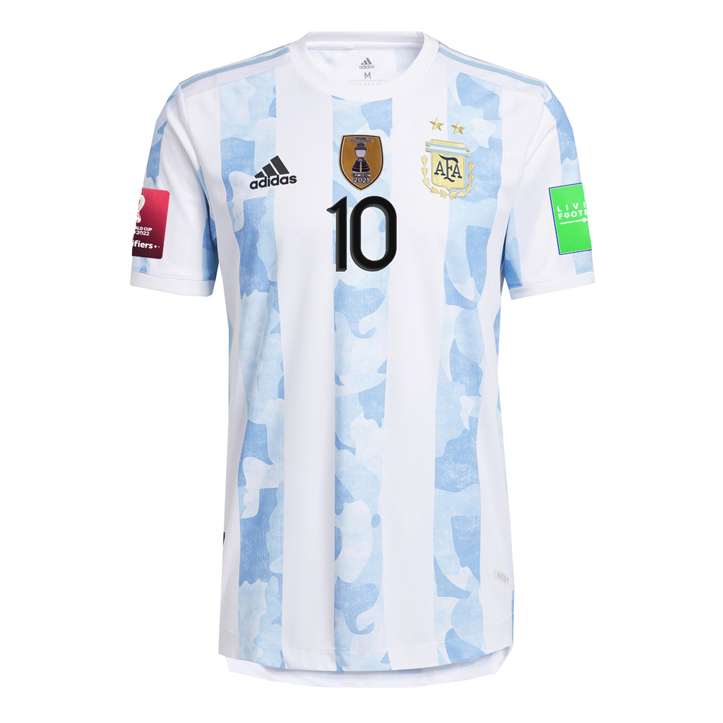 Camiseta Adidas AFA Selección Argentina 2021 #10 MESSI Performance + Parche  Eliminatorias + Parches Campeón América