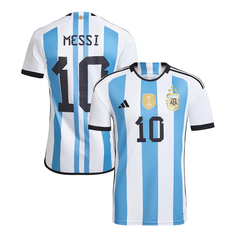 Camiseta AFA Selección Argentina Adidas 3 Estrellas 2022 + Parche Campeón  del Mundo + #10 Messi - Adulto