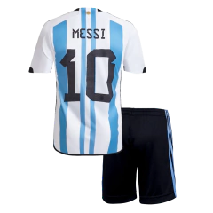 Kit AFA Selección Argentina Adidas 3 Estrellas 2022 + Parche Campeón del Mundo #10 Messi - Infantil en internet