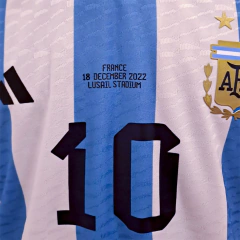 Camiseta AFA Selección Argentina Adidas Mundial Qatar 2022 Modelo Jugador #10 Messi + Match Day + Parches de Mangas- Adulto - By Playsport