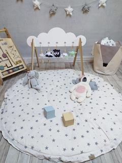 ALFOMBRITA BOLSO REVERSIBLE ESTRELLAS GRIS & GRIS ELEFANTE - Las Cosas de Albertas