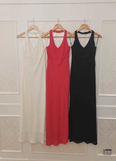 Vestido Eugenia De Gasa Crepe atado al cuello Art. 5124
