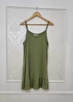 Vestido Lola De Lino Musculosa Bretel con volado en el ruedo Art 7067 - tienda online