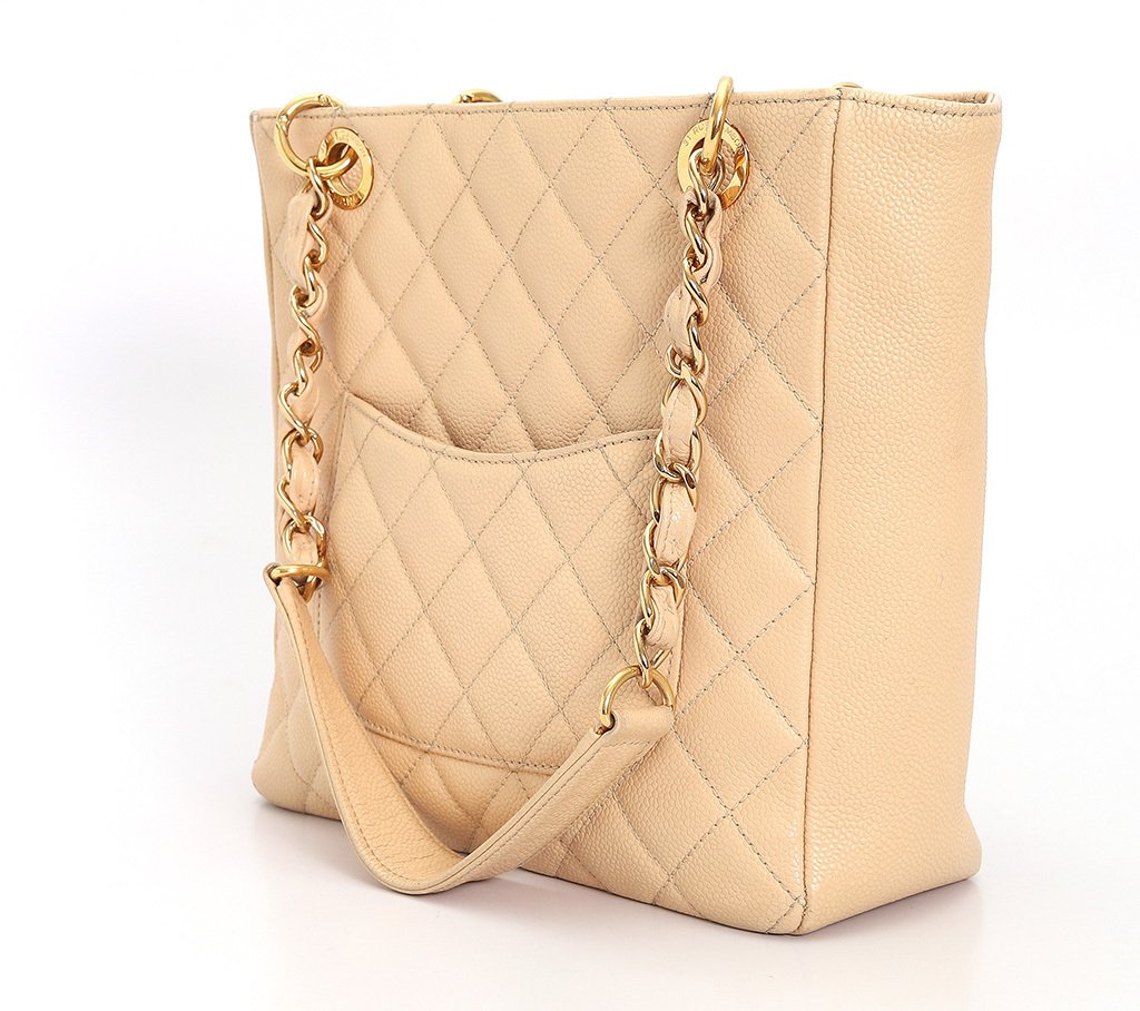 chanel beige shopping bolsa