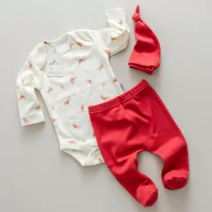 Bruno | Body estampado + ranita y gorro liso