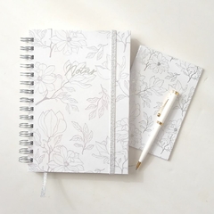 Cuaderno de Notas Rayado Florecer Blanco y Gris - comprar online