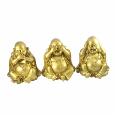 Kit 3 Budas Dourado da Sabedoria