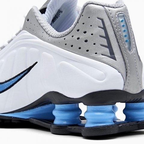 nike shox azul com prata