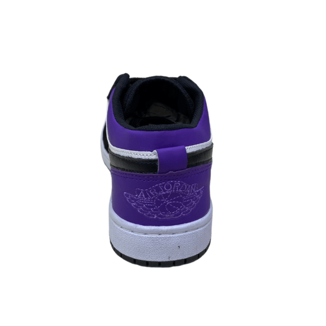 Tenis Air Jordan 1 Low Cano Baixo Camursa Preto Branco E Roxo