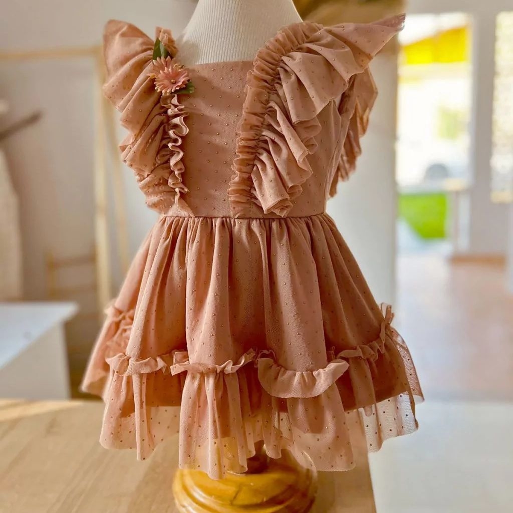 Vestido Rosa Chiclete com Tule para Meninas - 1 a 10 anos