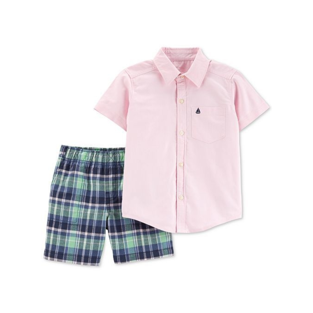 Conjunto Camisa E Short Xadrez Rosa