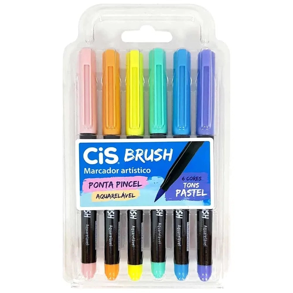 Brush Pen Aquarelável Pastel 6 cores Cis