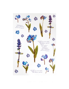 Cartela de adesivos Flor Azul
