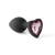 Plug Anal de Coração em Silicone Tamanho P 7cm x 2,8cm Preto com Pedra Rosa