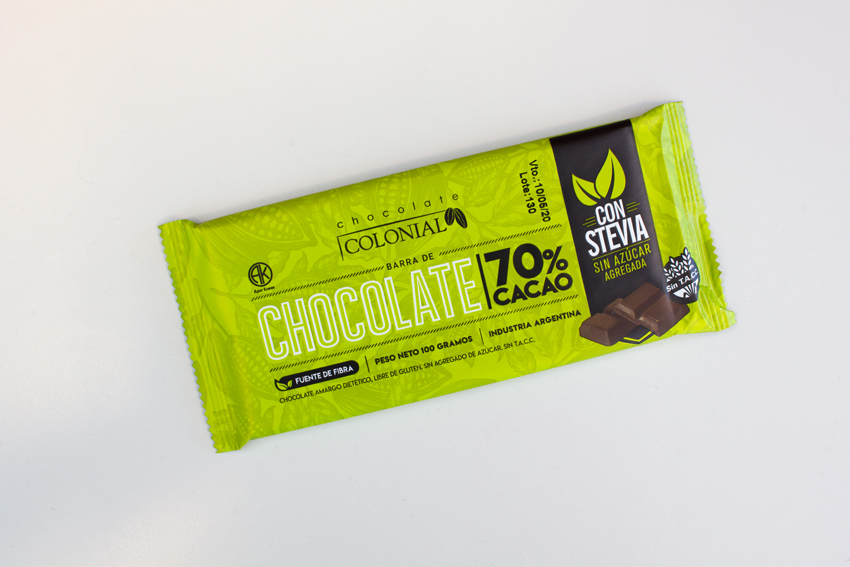 Chocolate negro 70% sin azúcar x 100 gr con stevia - Estuche de 10 unidades  - 036-37095