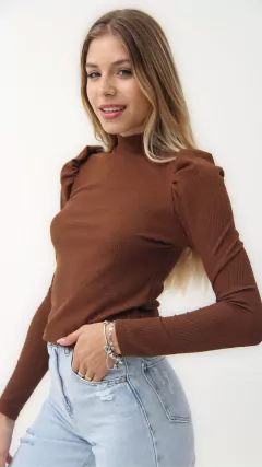 Remera waffle rayón con lycra mangas largas princesa y cuello medio alto (CASPER)