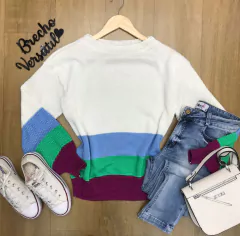 Blusa colorida de tricot Tam: M