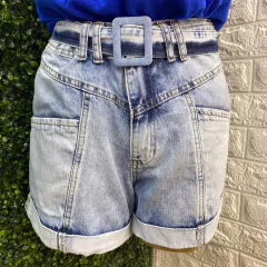Shorts jeans com cinto Tam: 42