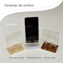 Suporte de celular personalizado modelo cristal em acrílico marmorizado - comprar online