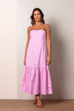 Vestido Midi Maiara Rosa Claro - comprar online