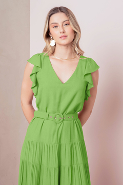 Vestido Amplo Com Cinto Verde - comprar online