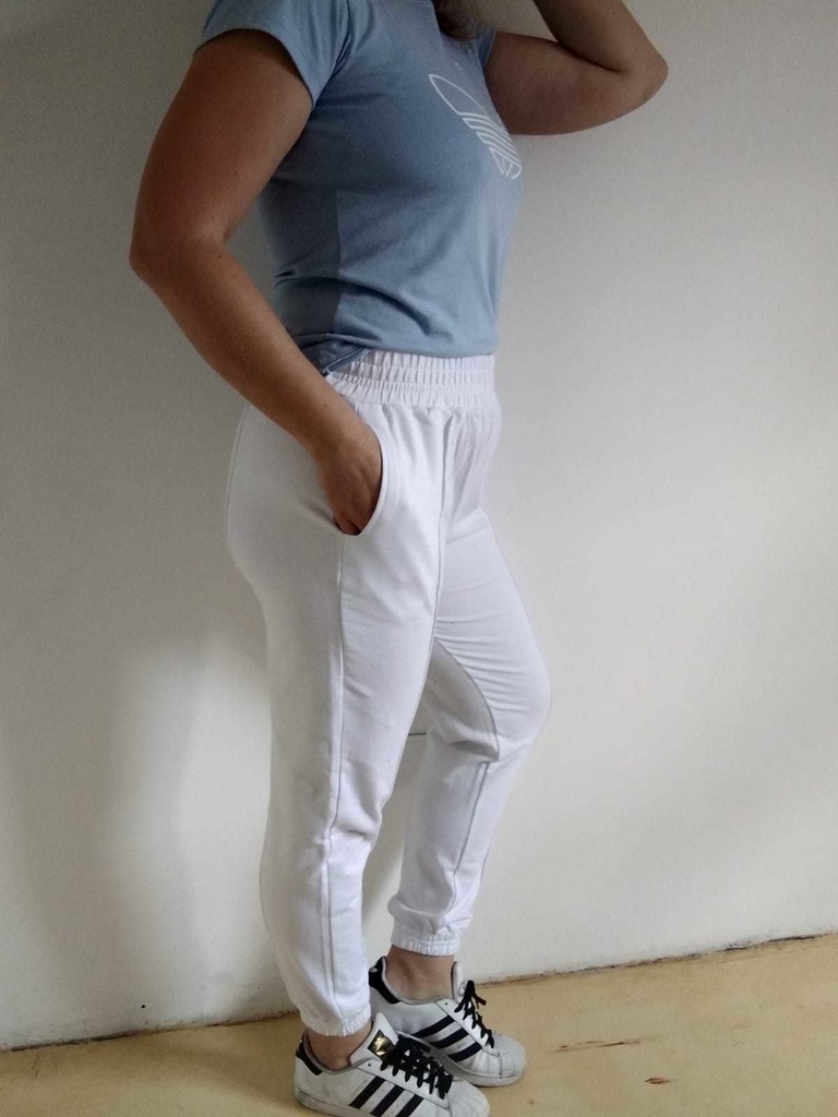PANTALON MUJER JOGGING BLANCO LOGO PIPA