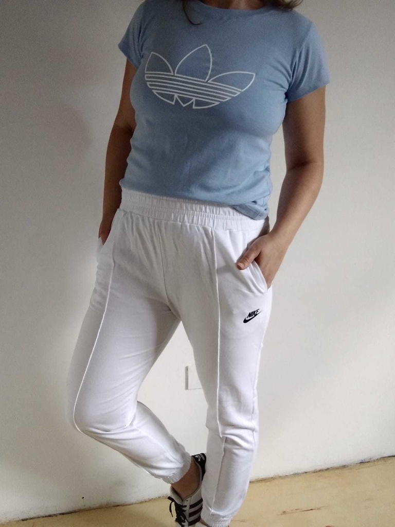 PANTALON MUJER JOGGING BLANCO LOGO PIPA