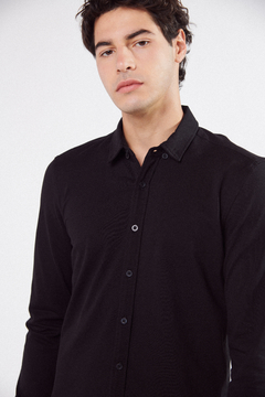 Camisa Micro Pique Treviso Negra 100% Pima Peruano - comprar online