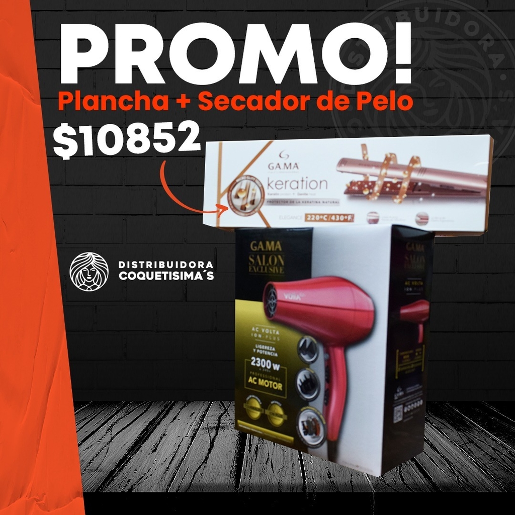 Combo 1 Plancha Elegance Keration x 1 unid + 1 Secador Diva Volta Ion x 1