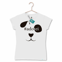 T-Shirt - #ADOTEI - Cachorro - Branco