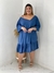 Vestido azul babados no viscolinho - comprar online