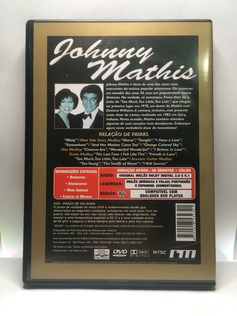 DVD - JOHNNY MATHIS - SHOW 1982 - Sebo Alternativa