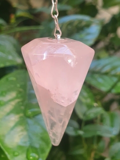 Péndulo de cristal natural de Cuarzo Rosa