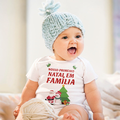Primeiro Natal Em Família Body Roupinha do Bebê Primeiro Natal Em Família Body Roupinha do Bebê