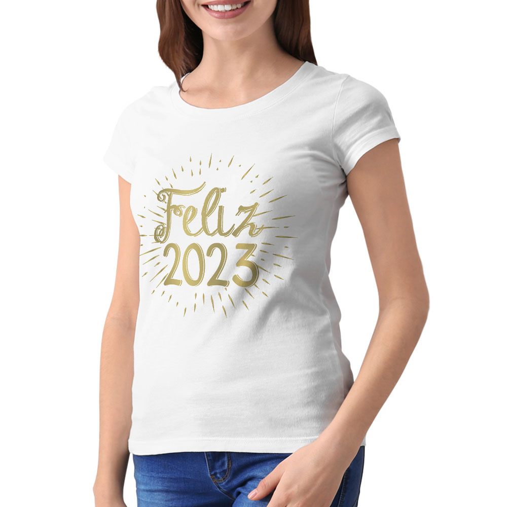 Camiseta Feliz 2023 Roupa para Virada do Ano! Festa